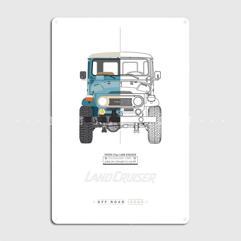 

Fj40 Половина цвета Металлическая табличка Постер Паб Паб Гараж Классический Настенный декор Жестяная вывеска Постер 20x30cm（7.8x11.8inch）