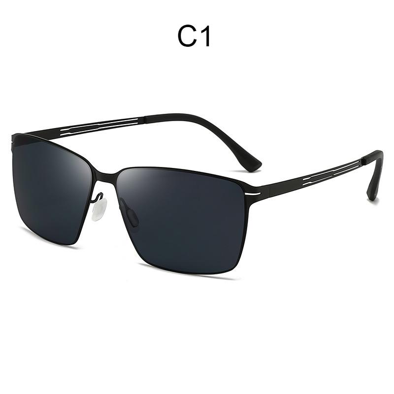 Men s sunglasses, metal square sunglasses, UV-proof driving fishing sunglasses. C1