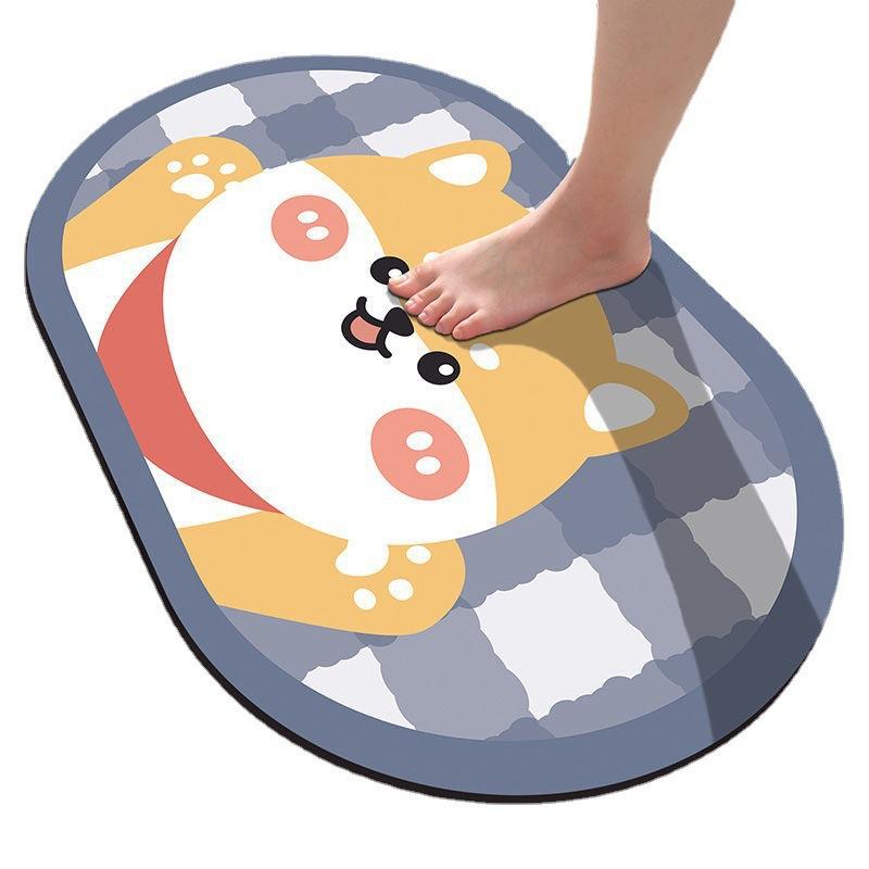 Badezimmer Saugmatte Oval Cartoon Saugkissen Badezimmer Badezimmertürmatte Rutschfester Eingangsteppich