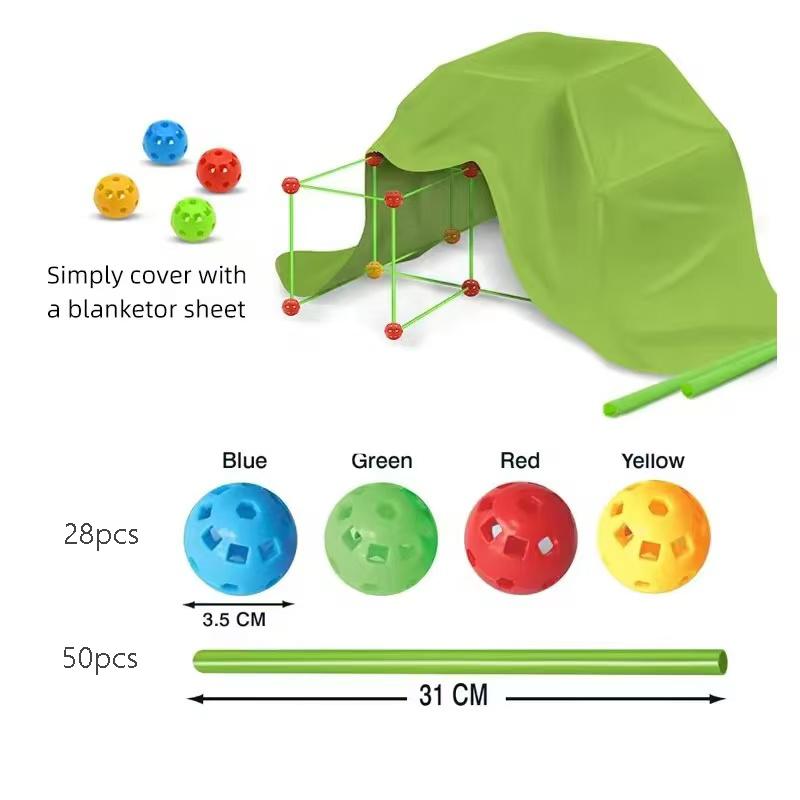 Children Creativity Fort Construction Bricks Indoor Tent Brick Set DO IT YOURSELF Learning Construction Castle Assembled Playthings Ball Games Toy