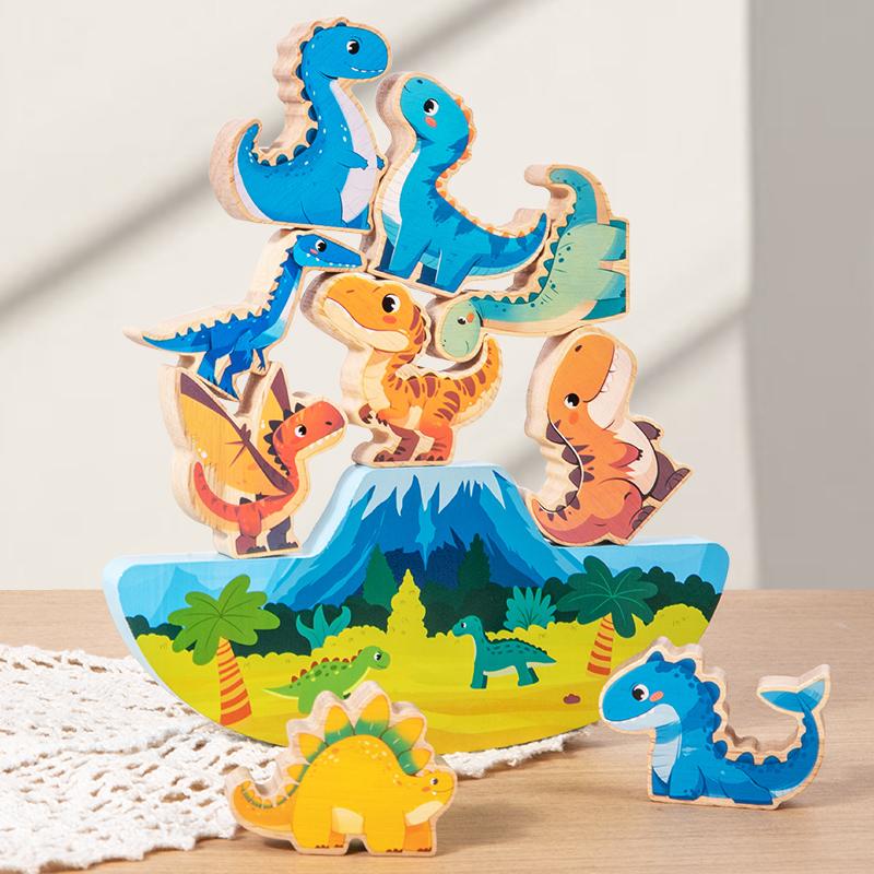 

Wooden Balance Building Stacking Blocks Toys For Children Cute Animal Dinosaur Puzzle Board Games Montessori Toys for Kids Gifts