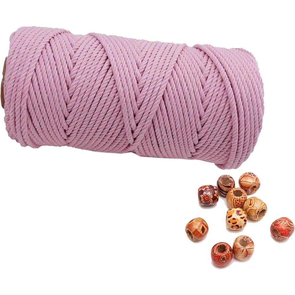 

3мм*100м Шнур макраме 100м Кольоровий бавовняний шнур Кручений шнур макраме Аксесуари для рукоділля DIY Різдвяний домашній весільний декор світло-рожевий колір