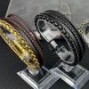 High Quality Stainless Steel Leather Bracelets For Men Six Color Punk Curb Cuban Link Chain Bracelets On the Hand Jewelry Gifts