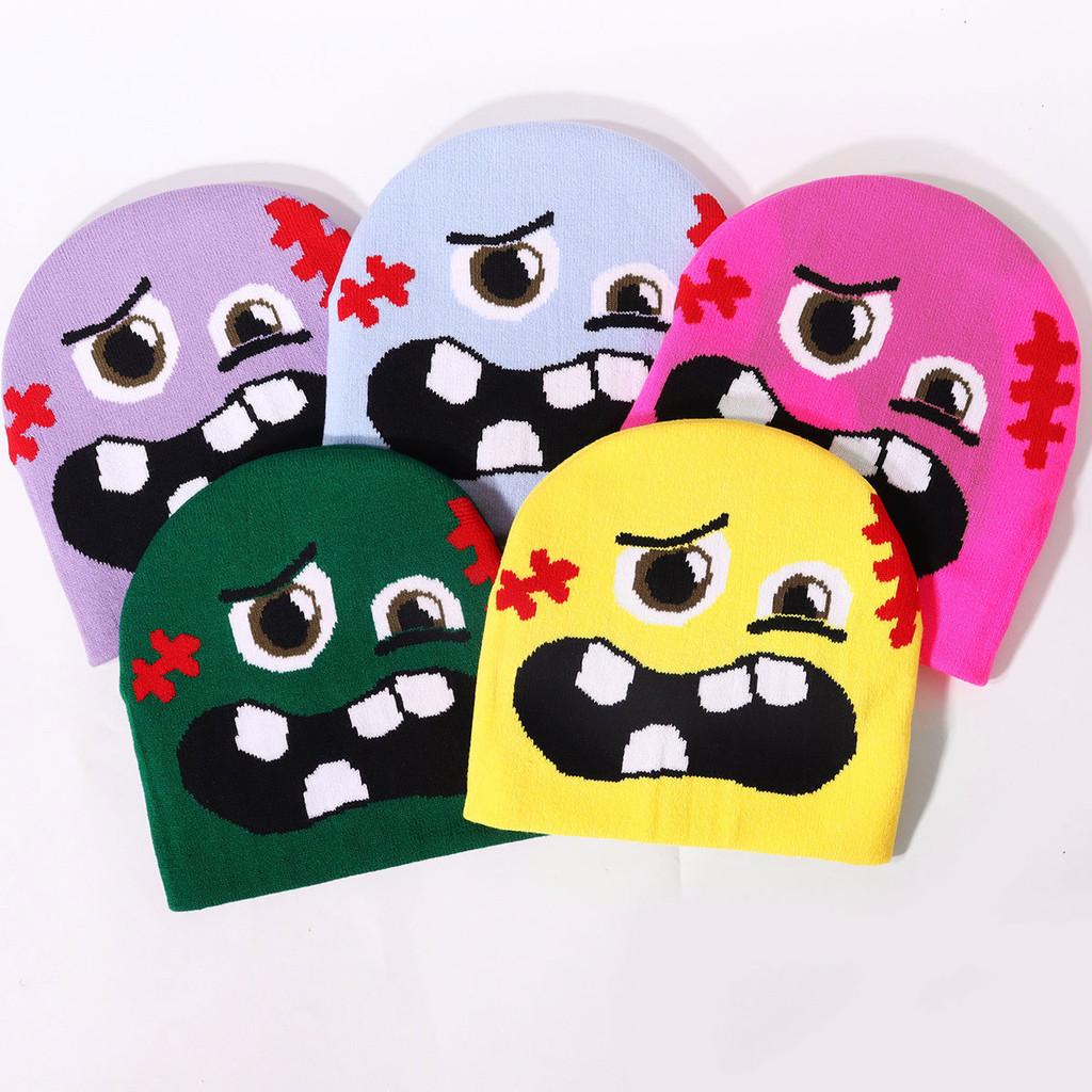 Knit Hat For Outdoor Casual Warmth With Expression Design For Fall Winter