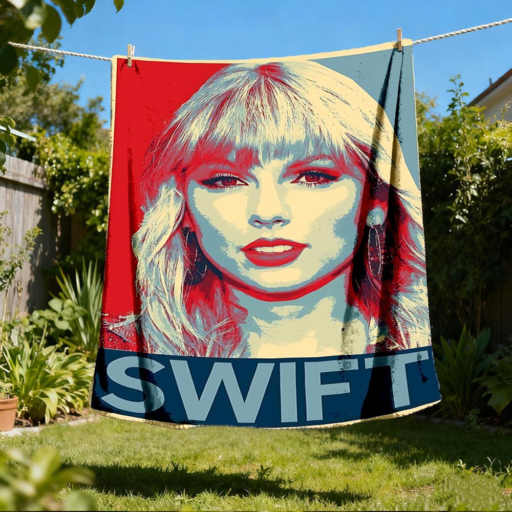 1 pezzo Coperta in Flanella da Esterno Taylor Swift, Accogliente & Calda Morbida Te Design Giocoso, Riposino Campeggio,