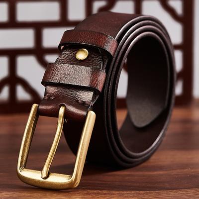 Belt Men'S Leather Pin Buckle First Layer Real Cowhide Retro Men'S Belt Youth Handmade Versatile Casual Jeans Belt