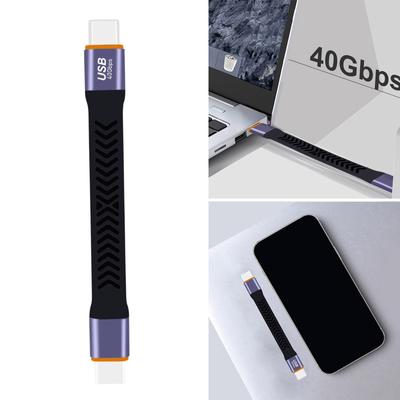 USB C To USB C Cable 40Gbps High Speed Data 100W PD Fast Charging FPC Flat Line 4K60hz Video Support 10CM Short