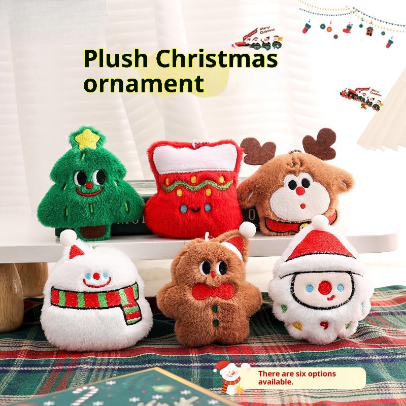 Uroczy Kreskówkowy Świąteczny Pluszowy Breloczek Kawaii Bałwan Choinka Lalka Zabawki Zawieszka Ozdoba do Plecaka Torby Akcesoria Prezenty