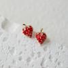 Boucles d'oreilles puces Fraise Douce pour Femmes Style Niche Brillant Délicat Boucles d'oreilles Strass Tempérament Délicat Fête Mariage Bijoux d'Oreilles