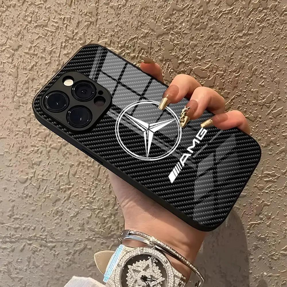 

GLC GLB rastar-Cool Phone Case For IPhone 15 Pro Max 14 Pro 12 11 13 Mini X XR XS 16 Plus SE Glass M-Mercede-B-Benz-A-AMGS Back iPhone15