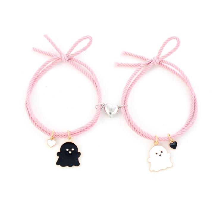 Halloween Cartoon Ghost Pendant Braided Bracelet Gifts Friendship Jewelry