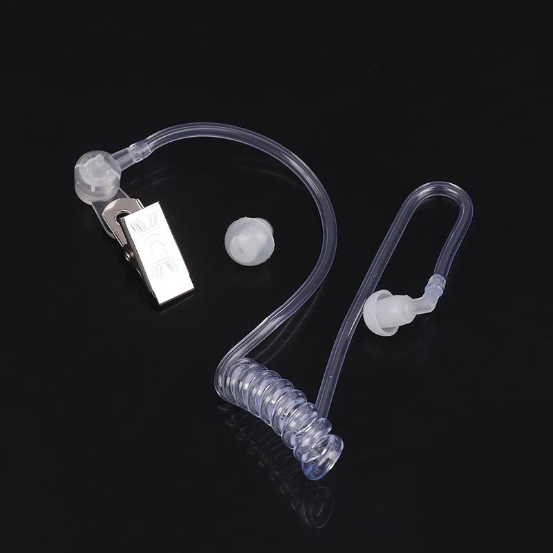 Two Way Radio Headset Acoustic Tube Single Air Conduit Replacement Transparent Coil Air Tube Earplug With Metal Clip