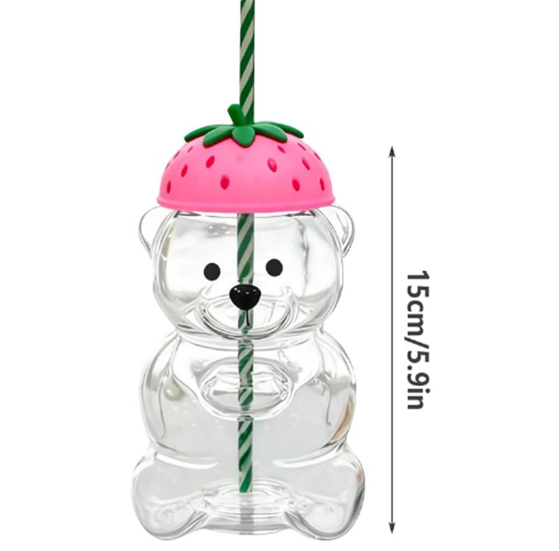 Kubek Szklany Miś 500ml - Kubek ze Słomką Star Bear Kreatywny Kubek Szklany na Mleko Kawę Miód Kubki na Prezent Świąteczny