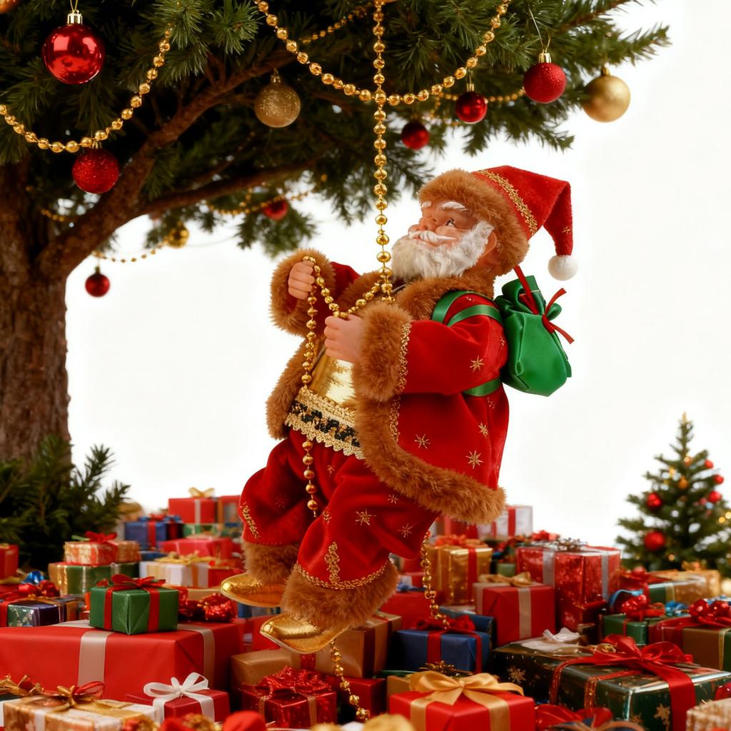 Climbing Santa Claus Music Electric Ornament Climbing Beads Rope Christmas Gifts X-mas Decorations Window Party Display Decor