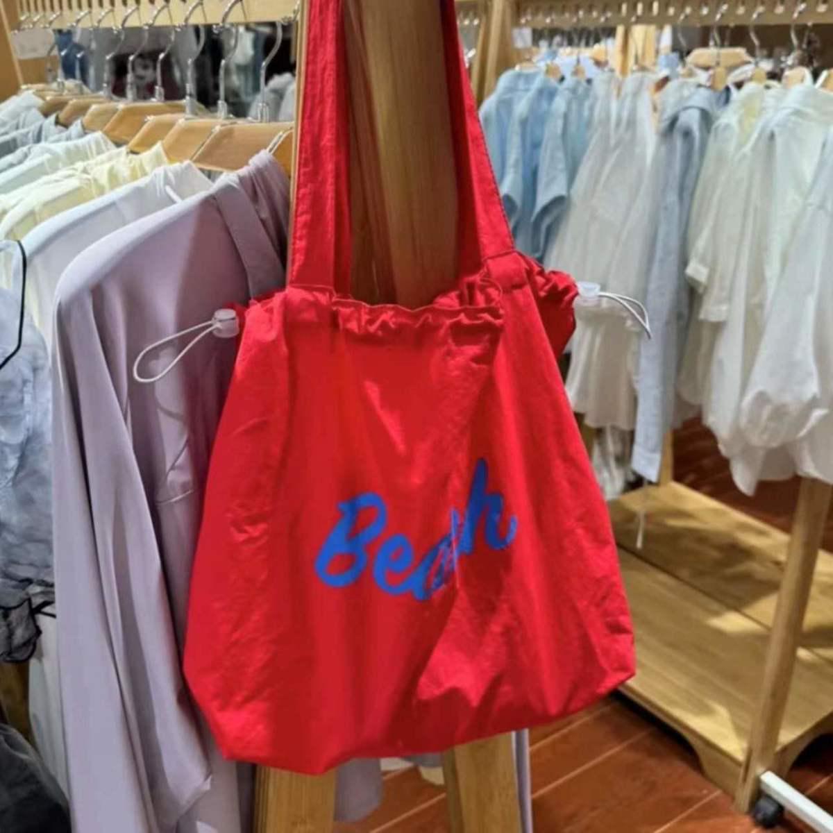 

2025 Summer Large Capacity Japanese Canvas Tote Bag - Drawstring Shoulder Handbag for Work and Commute