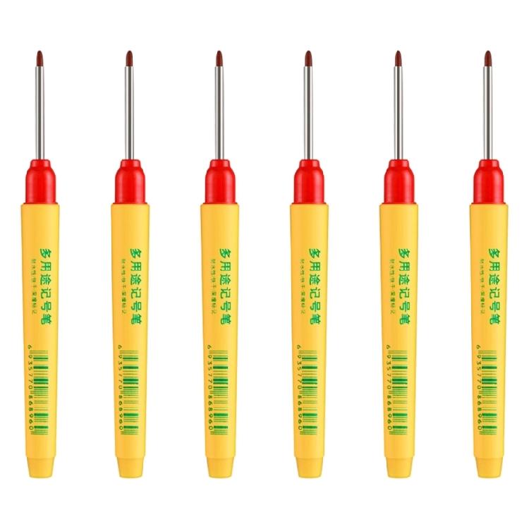 

6Pcs 33mm Long Head Woodworking Marker Waterproof Deep Hole Long Nose Markers for Marking on Metal Wood Glass Ceramics красный