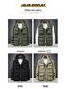 Men's Windproof Detachable Sleeve Parka - Spring/Autumn Loose Fit Multi-Pocket Workwear Jacket, Plus Sizes Available