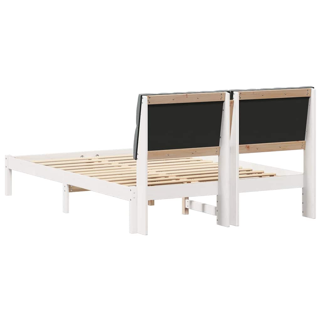 White Upholstered Bed Frame with Headboard 135 x 190 cm