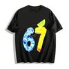 Funky 67 Number Print Tee Trendy Color Block Fruit Casual Top Pure Cotton T-shirt