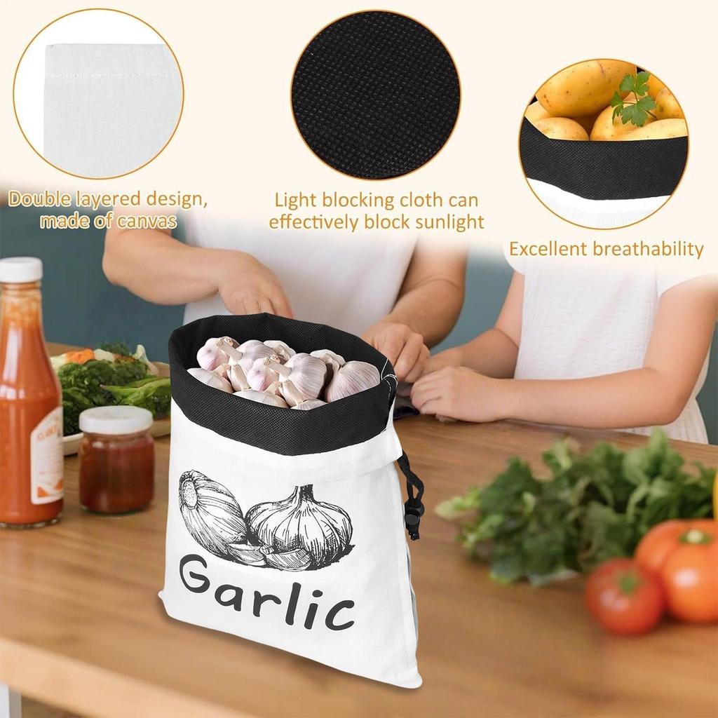 Reusable Produce Bags Washable Canvas Onion Potato Storage Bag Reusable Washable Sack Drawstring Large Food Container Vegetable