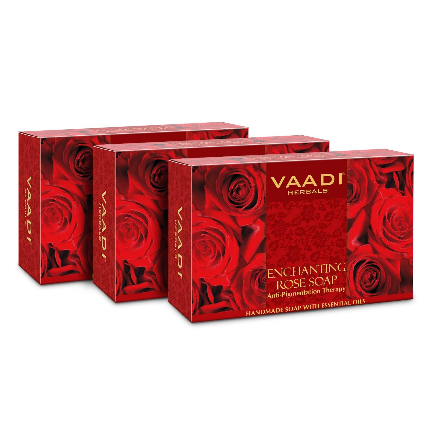 

Vaadi Herbals Enchanting Rose Soap with Mulberry Extract 75g X Pack of 3 for Soft Glowing Skin