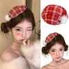 Red Snowflake Hat Snowflake Pompom Pearl Chain Beret Fashion Lady's Beret  Photo Cute Accessories
