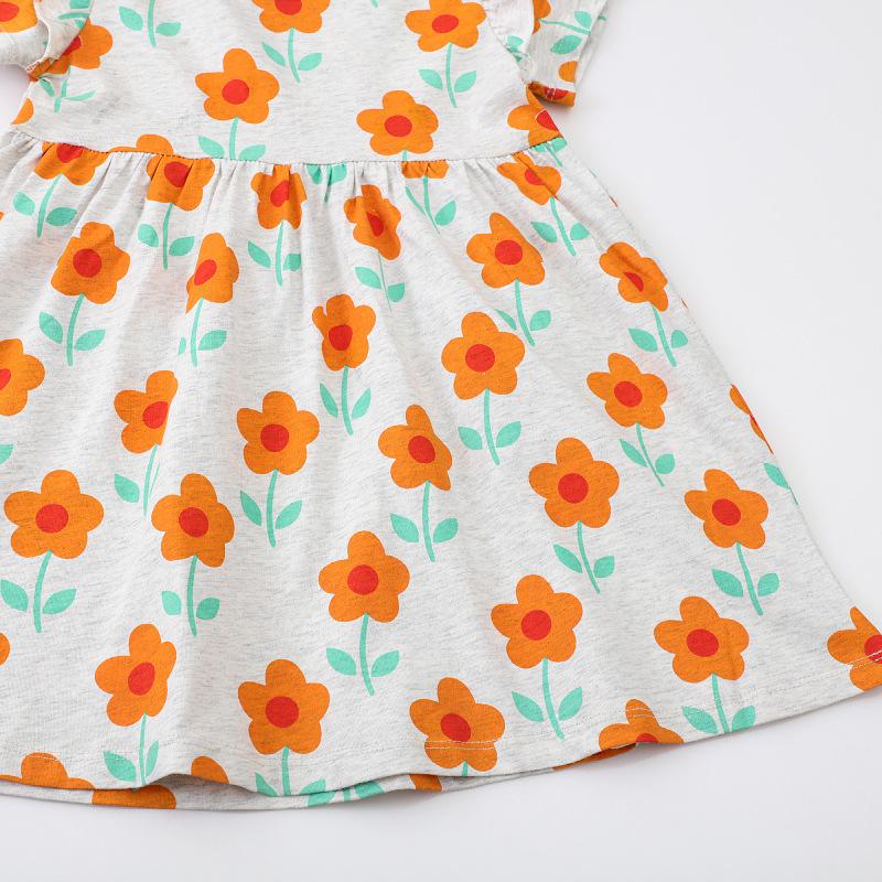 Jumping Meters Pure Cotton Knit Summer Dress - Short Sleeve, Round Neck, Cute European & American Style for Girls