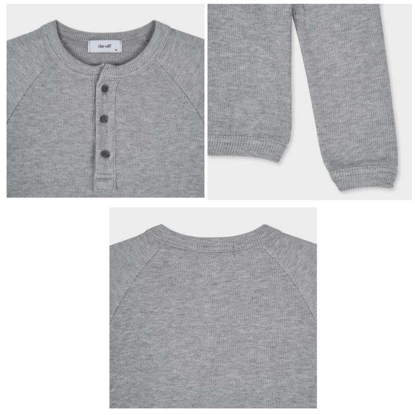 Men Muscle-Fit Ribbed Henley Shirt Slim Fit Black Gray Charcoal Ivory M L Casual