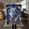 Blue Gemstone Puppy Kitten Print Flannel Blanket,High Quality Comfortable for All Seasons,Home Decor,Warmth and Comfort,Perfect for Christmas Gifts