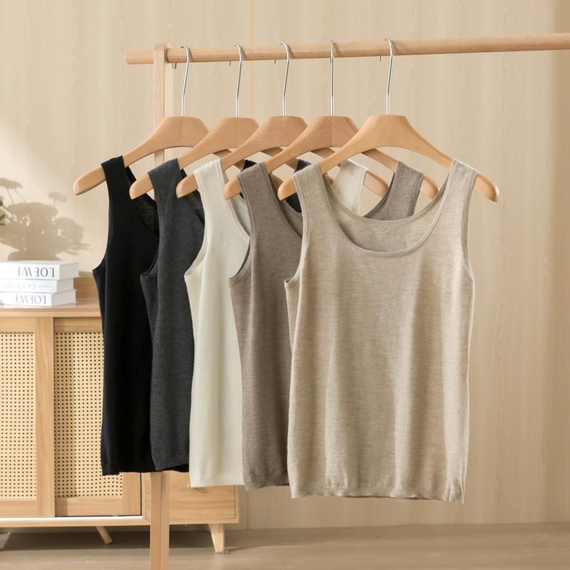 Women's 100% Pure Cashmere Round Neck Knitted Vest - Close-Fitting & Comfortable