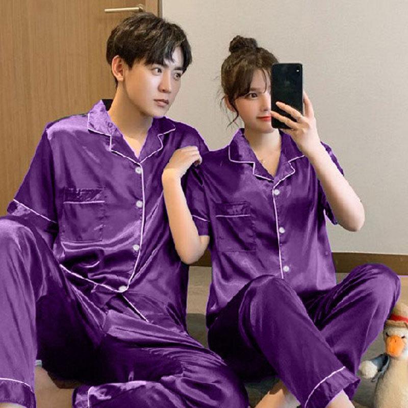 Fabrik Paar Pyjama Damen Sommer Dünne Eis Seide Sommer Kurzarm Shorts Hauskleidung Herren Anzug Atmungsaktive Eis Seide