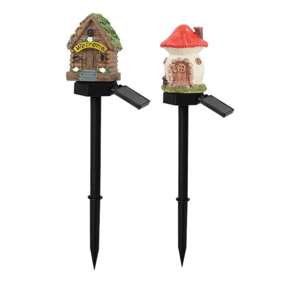 Mushroom Solar Lights, Mushroom House Statue, Fairy Cottage Garden Stake Lights, Waterproof Outdoor Landscape Lights for Yard Patio Lawn Pathway