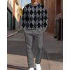 Men's Casual 2-Piece Set Comfortable Long-Sleeved Printing Round Neck Man T-Shirt and Drawstring Sport Two-Piece Sets