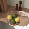 Wood Base Glass Fruit Bowl Transparent Glass Snack Storage Bowl Creative Salad Bowl  Party