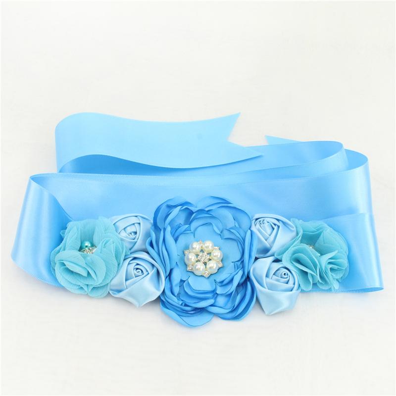 

Женский элегантный атласный пояс с цветочным принтом ручной работы, пояс из бисера, свадебная лента, пояс для свадебного платья, пояс