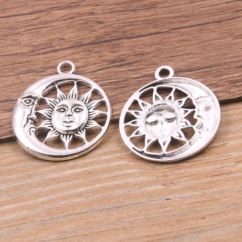 25x29mm Dual-Color Moon, Star & Sun Pendants – Natural Handmade Jewelry Accessories