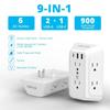 Wall Charger, Surge Protector, 6 Outlet Extender with 3 USB Charging Ports (1 USB C, 3.4A) 900J Wall Mount Power Strip Multi Plug Outlets for Home