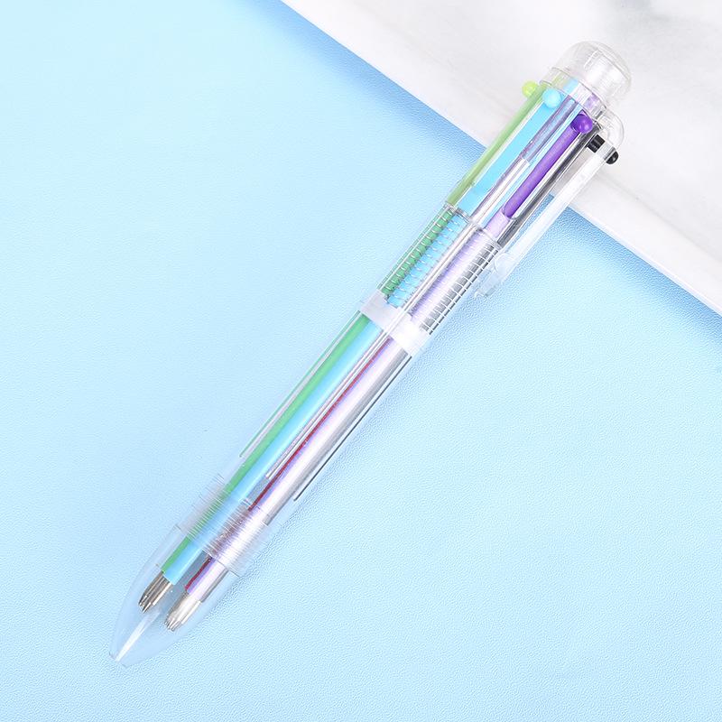 

6-Color Transparent Ballpoint Pen - Cute Student Stationery, Multi-Color Medium Oil Pen