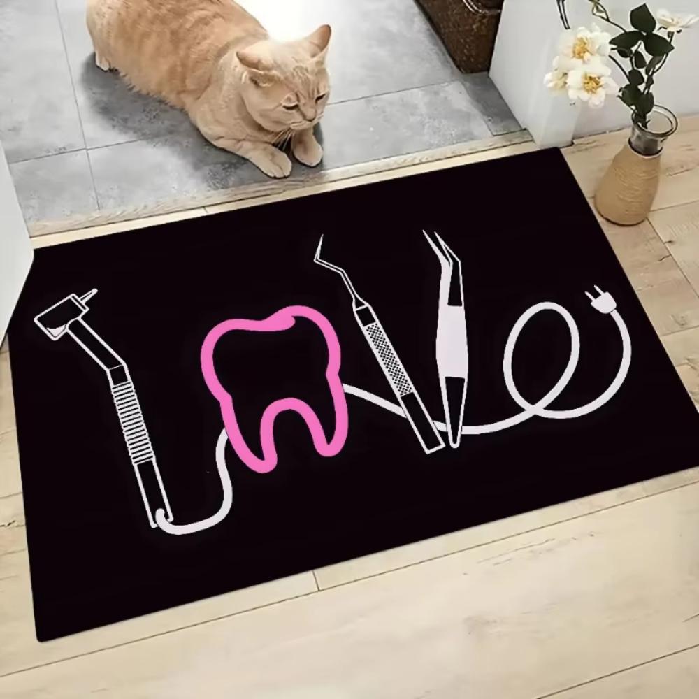 Unique Dental Care Themed Doormat Washable Non Slip Floor Mat for Hallway Living Room Bedroom Entryway Decor Welcome Rug