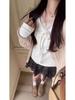 Women's Slim-Fit Lace Splicing Bow Long-Sleeve T-Shirt for Autumn