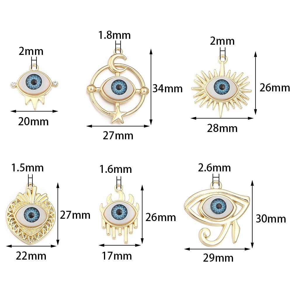 5 Stück/Los Legierung Böser Blick Anhänger Herz Stern Mond Auge Anhänger Für Schmuckherstellung DIY Halskettenanhänger Ohrringe Zubehör