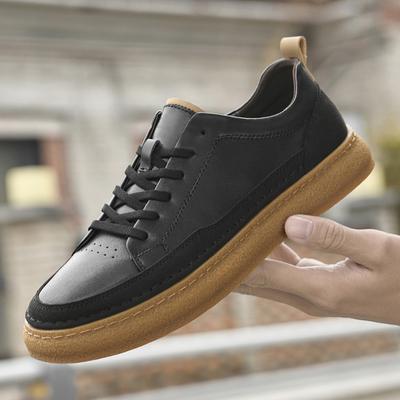 British Style Genuine Leather Walking Board Shoes Men Casual Leather Flat Brand Designer Oxford Shoes Lace-Up Outdoor Shoes
