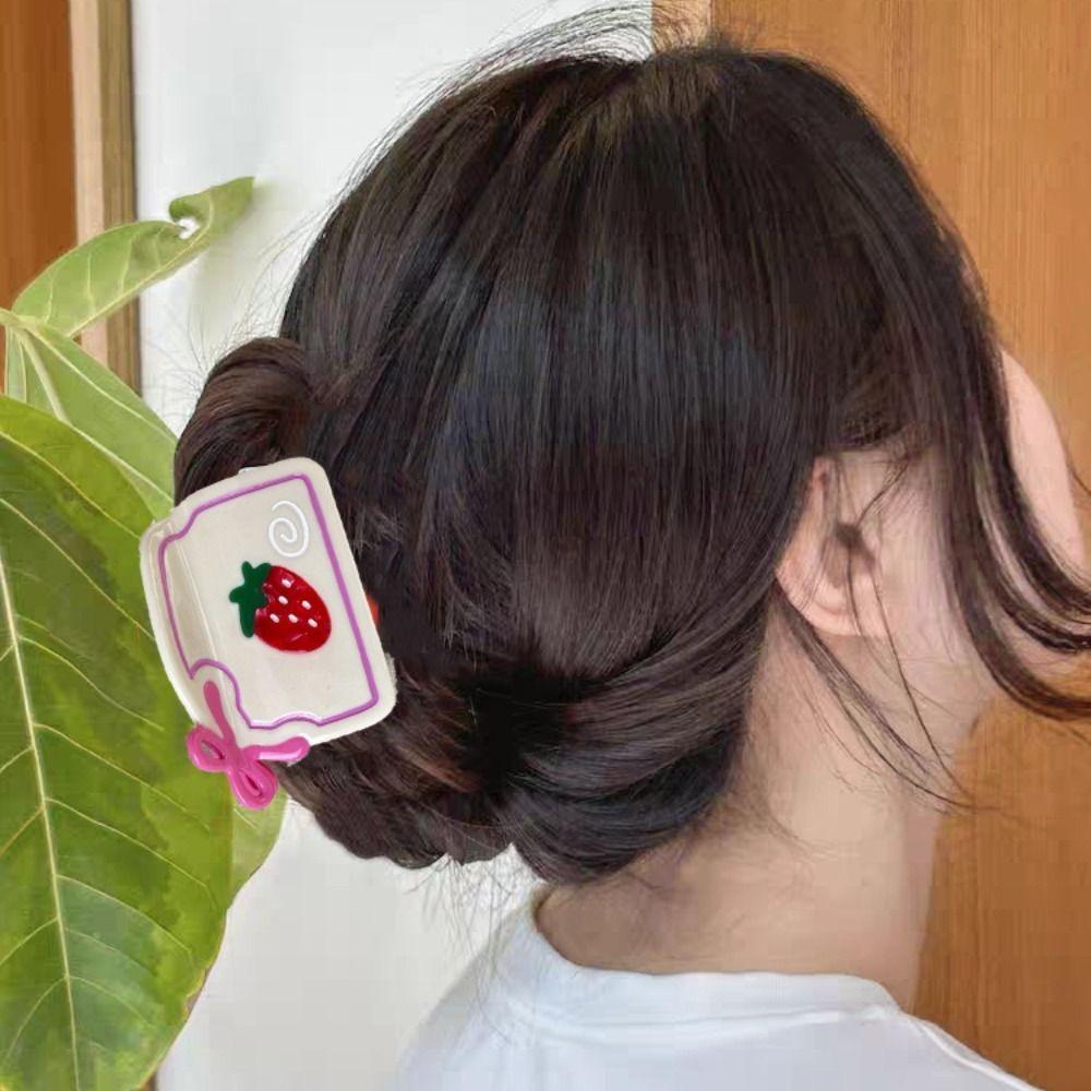 Sweet Cartoon Hair Claw Cute Acetic Acid Shark Clip Kawaii Strawberry Grab Clamps  Travel