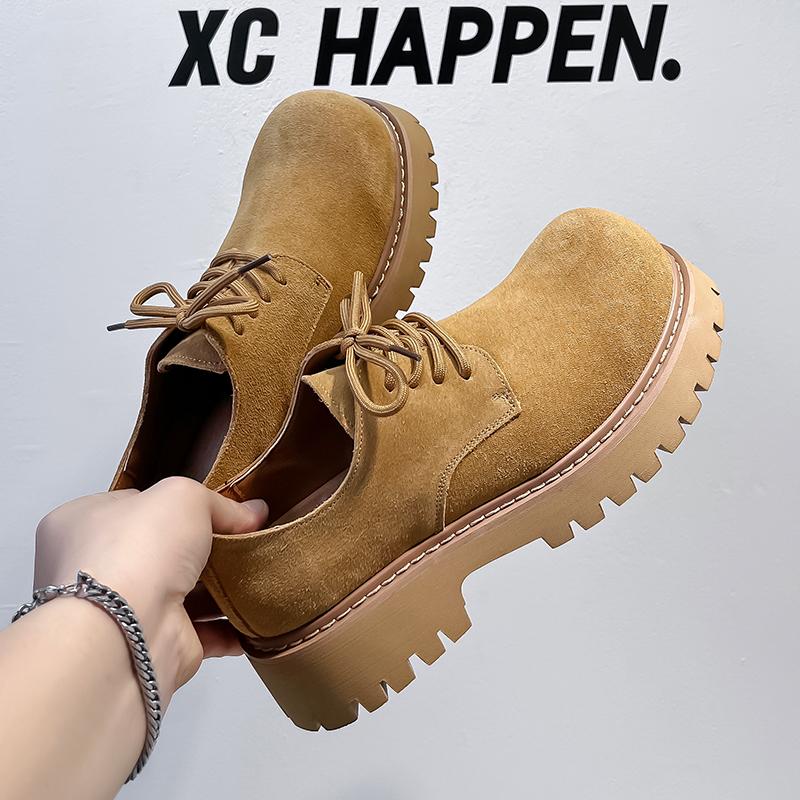 Derby Thick soled Men's Shoes Quality minimalist style Leisure Outdoor Party Daily handsome thick soled  young adults shoes