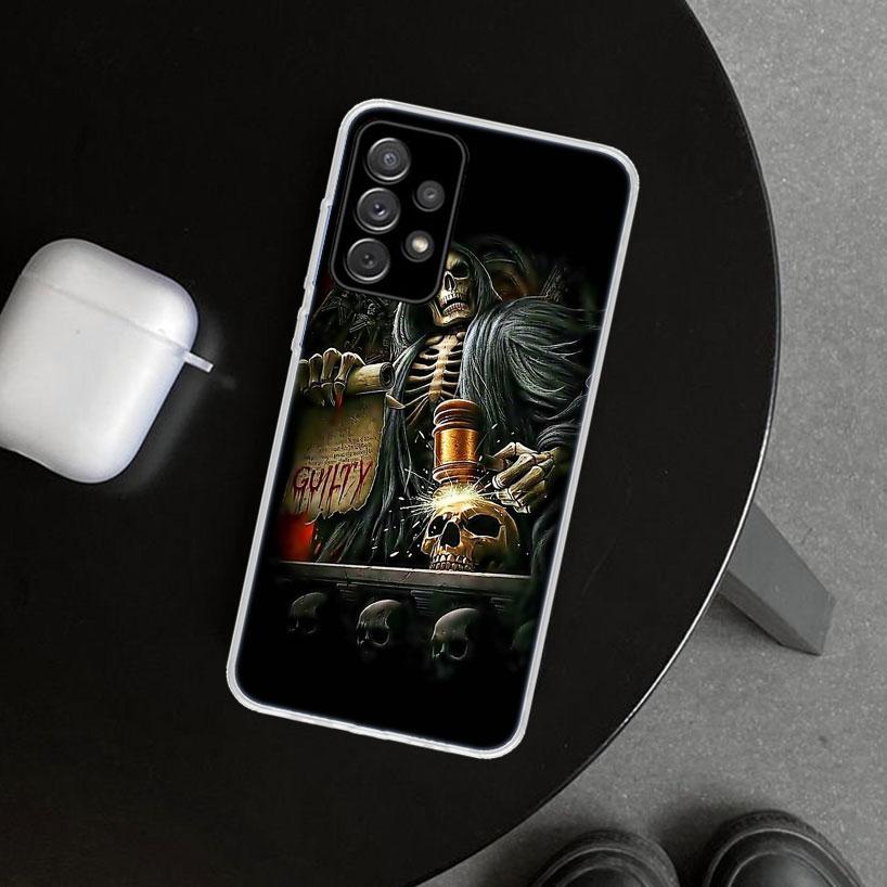 Reaper Skull Skeleton Gun Phone Case for Samsung Galaxy A17 A16 A26 A36 A56 A57 A37 A15 A25 A35 A55 A14 A24 A34 A54 A13 A23 A33