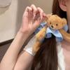 High Elasticity Plaid Ponytail Holder Versatile Hair Rope Gift Plush Bear Scrunchies  Party