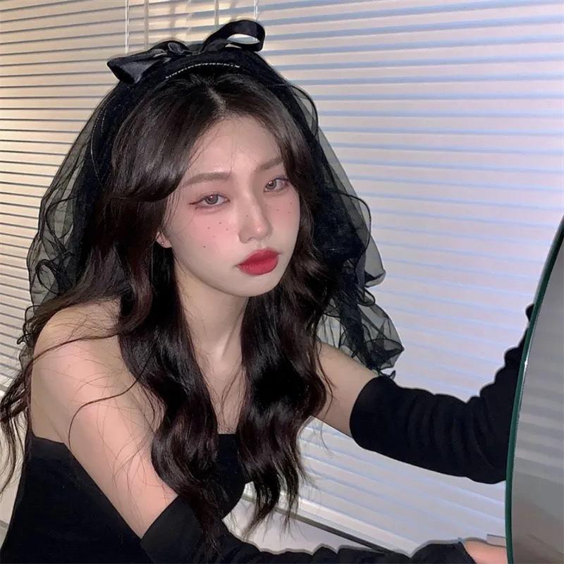 Halloween Geisterbraut Schleier Schwarze Schleife Handschuhe Weiblich Dunkle Cos Props