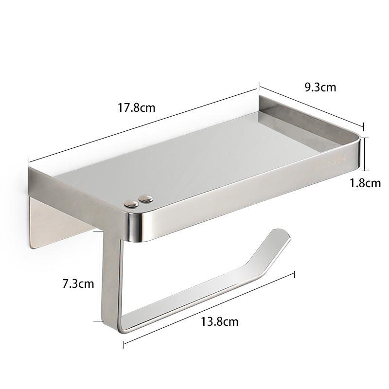 Stainless Steel Toilet Paper Holder with Phone Shelf, Punch-Free Installation for Home and Public Restrooms