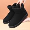 Warm Fleece-Lined Slip-On Snow Boots Women Men Winter Casual Flat Sole Rubber Bottom Mid-Calf