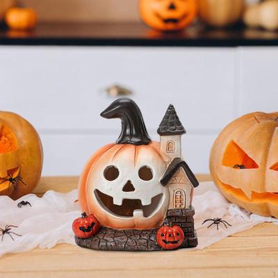 Halloween Kürbishaus Figur Ornament Mode Kreative Statue Harzskulptur für Innentisch